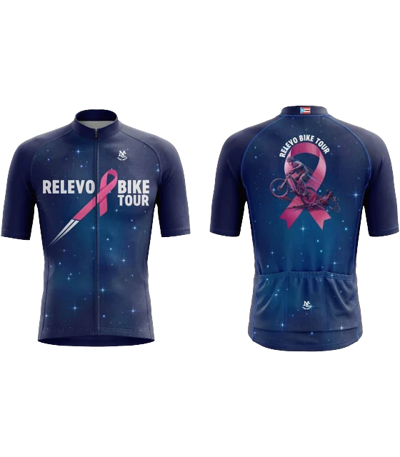 Jersey oficial del Relevo Bike Tour 2026, frente y espalda